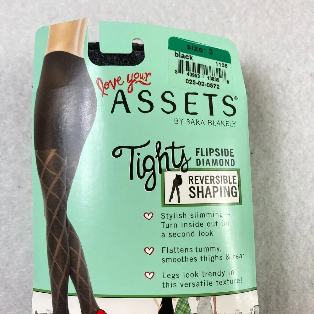 SPANX Assets Sara Blakely Reversible Shaping Tights‎ Women's 3 Flipside Diamond